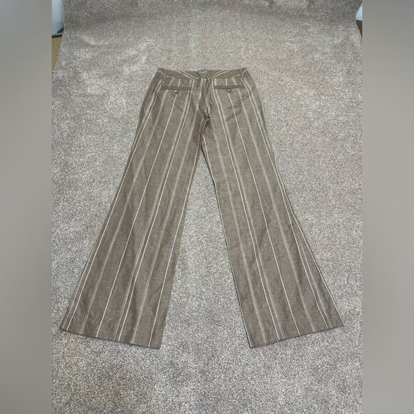 sophisticated vintage palazzo Calvin Klein pinstripe linen blend trouser sz 4 - Picture 1 of 13